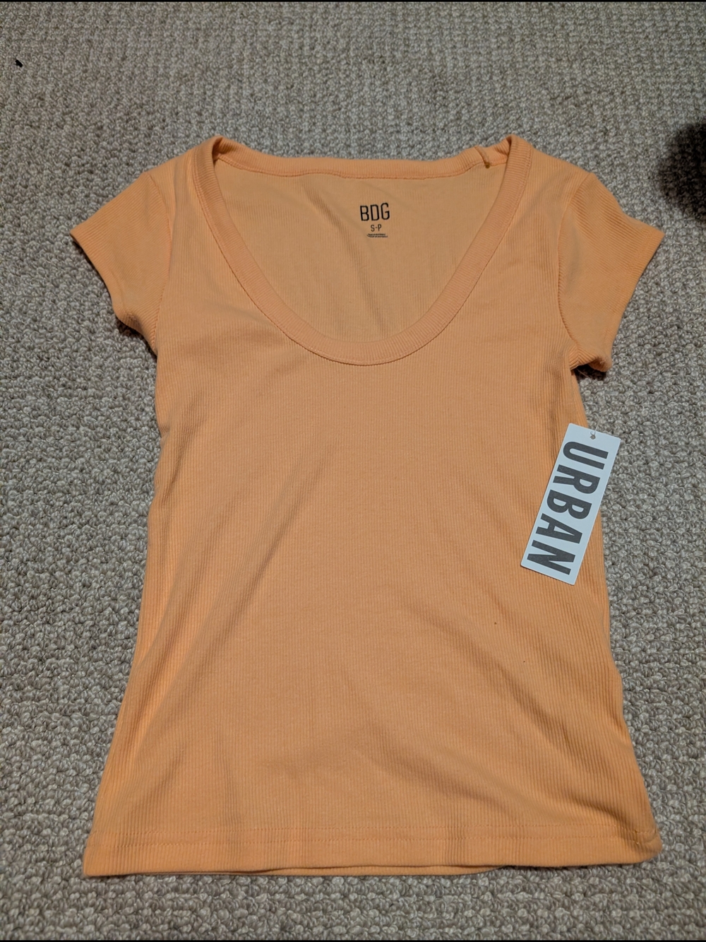 Urban Outfitters Ribbed Scoop Neck Tee in Peach